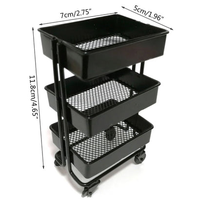 SDFGTstore 3 Tiers Mini Trolley Storage Rack Collection Accessories Miniature Storage Cart